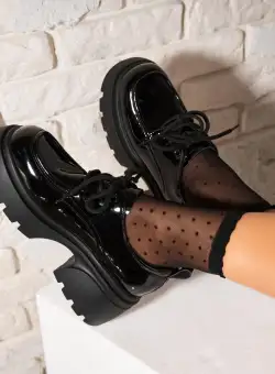 Pantofi dama casual Negri din Piele Ecologica Lacuita Kaice