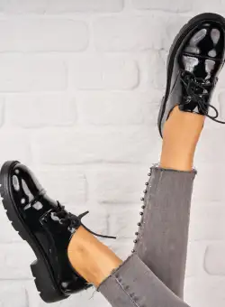 Pantofi dama casual Negri din Piele Ecologica Lacuita Sloan