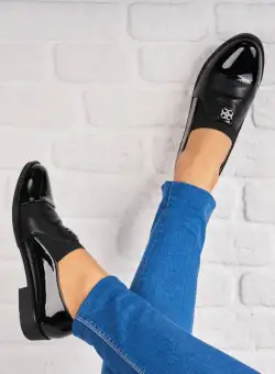 Pantofi dama casual Negri din Piele Ecologica Lacuita Wasey