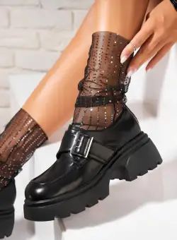 Pantofi dama casual Negri din Piele Ecologica Nyeli