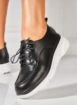 Pantofi dama casual Negri din Piele Ecologica Sione