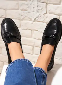 Pantofi dama casual Negri din Piele Ecologica Smera