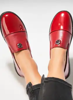 Pantofi dama casual Rosii din Piele Ecologica Lacuita Gelela