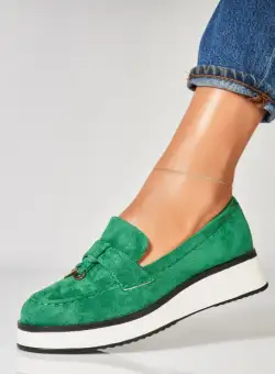 Pantofi dama casual Verzi din Piele Ecologica Intoarsa Athie