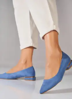 Pantofi dama cu toc Albastri din Piele Ecologica Intoarsa Ginna