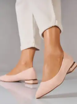 Pantofi dama cu toc Bej din Piele Ecologica Intoarsa Ginna