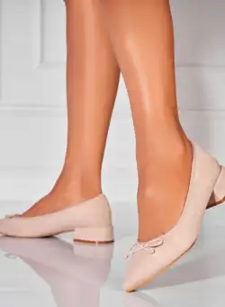 Pantofi dama cu toc Bej din Piele Ecologica Intoarsa Zayda