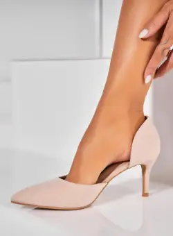 Pantofi dama cu toc Bej din Satin Masey