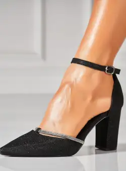 Pantofi dama cu toc Negri din Glitter Rhys2