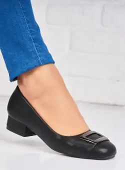 Pantofi dama cu toc Negri din Piele Ecologica Anyue