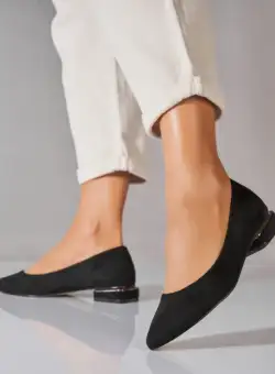 Pantofi dama cu toc Negri din Piele Ecologica Intoarsa Ginna