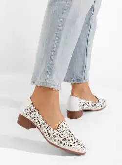 Pantofi dama piele Malva albi