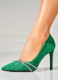 Pantofi dama stiletto Verzi din Piele Ecologica Intoarsa Jaysa