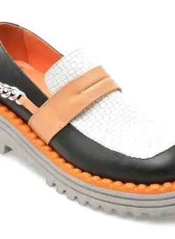 Pantofi DONNA CRIS alb-negru, 291289, din piele naturala