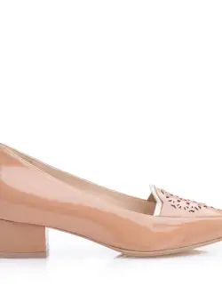 Pantofi eleganți damă din piele naturală - 0291-3 Capuccino Lac