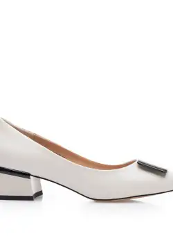 Pantofi eleganți damă din piele naturală - 40017 Bej Box