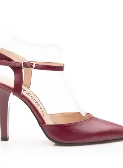 Pantofi eleganți decupați damă din piele naturală - 38175 Grena Box