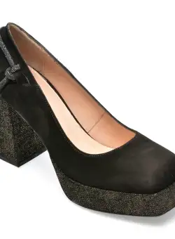 Pantofi EPICA negri, 1217, din piele intoarsa