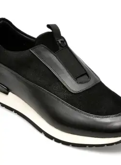 Pantofi OTTER negri, 7181, din piele naturala