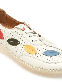 Pantofi OZIYS albi, 22110, din piele naturala
