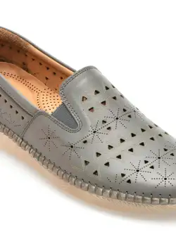 Pantofi OZIYS gri, 22107, din piele naturala