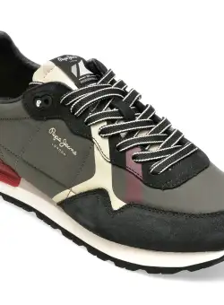 Pantofi PEPE JEANS negri, MS30984, din piele intoarsa si material textil