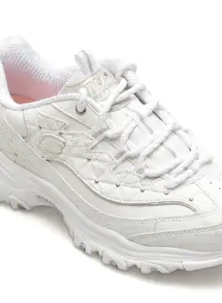Pantofi SKECHERS albi, D LITES, din piele naturala
