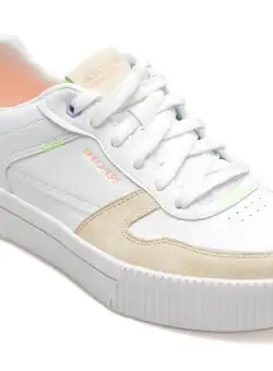 Pantofi SKECHERS albi, JADE, din piele ecologica