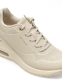 Pantofi SKECHERS albi, MILLION AIR, din piele ecologica