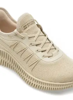 Pantofi SKECHERS bej, BOBS GEO, din material textil