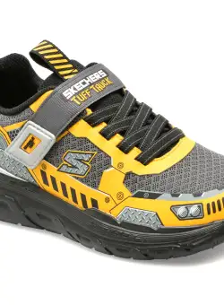 Pantofi SKECHERS galbeni, SKECH TRACKS, din piele ecologica