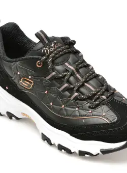 Pantofi SKECHERS negri, D LITES, din piele naturala