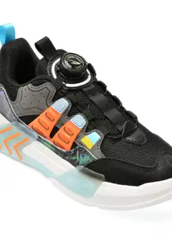 Pantofi sport DEERWAY negri, 2301, din material textil si piele ecologica