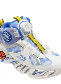 Pantofi sport JMB albi, JM8816, din material textil si piele ecologica