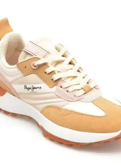 Pantofi sport PEPE JEANS bej, LUCKY PRINT, din material textil