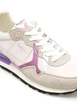 Pantofi sport PEPE JEANS gri, BRIT PRINT, din material textil