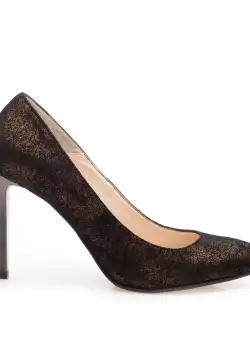 Pantofi stiletto dama din piele naturala - 2016-104B Aramiu Sidefat velur