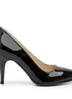 Pantofi stiletto din piele lacuita - 558 negru
