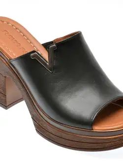 Papuci casual FLAVIA PASSINI negri, 140761, din piele naturala