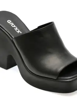 Papuci casual GRYXX negri, 135566, din piele naturala