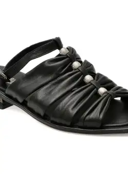 Papuci casual IMAGE negri, 37204, din piele naturala