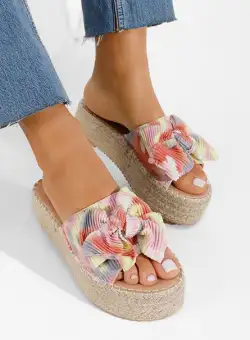 Papuci cu platformă Fari roz