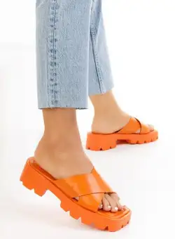 Papuci cu platformă Mandi portocalii