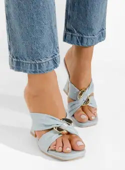 Papuci cu toc Sandrine bleu