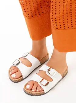 Papuci dama Tosca albi