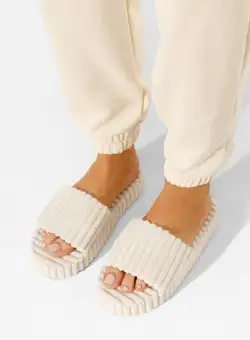 Papuci de casa dama bej Erandia