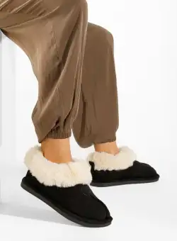 Papuci de casa damă negri Olaria