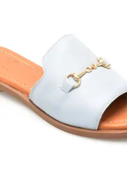 Papuci OZIYS albastri, MTT2024, din piele naturala