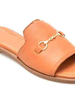 Papuci OZIYS maro, MTT2024, din piele naturala