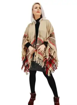 Poncho dama crem